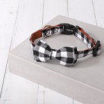 Petarty Dog Bowtie Collar, 1 Pack Black and White Plaid Sturdy Cotton Leather Soft Dog Collar for Small Dogs Adjustable 10"-15" Petarty Dog Bowtie Collar, 1 Pack Black and White Plaid Sturdy Cotton Leather Soft Dog Collar for Small Dogs Adjustable 10"-15"