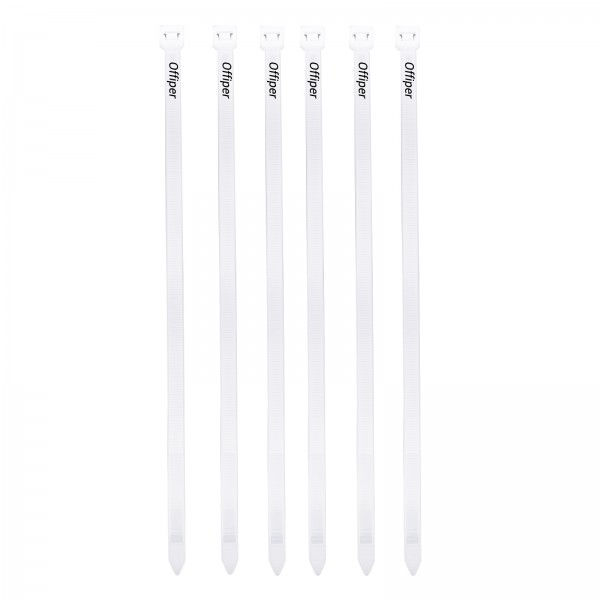 Offiper 6PCS Cable Zip Ties 9.84 Inch, Durable Adjustable  White Plastic Tie Wraps for Indoor and Outdoor